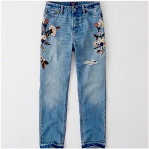 Abercrombie High Rise Embroidered Girlfriend Jeans